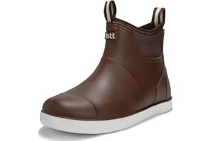 RIUETAR Men's Deck Boots Waterproof Fishing Rain Boots, Anti-Slip Rubber Boots Ankle Booties, High-Performance Footwear Chelsea Boots for Gardening Boating Camping Sailing