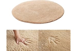 Kekon Ultra Soft Indoor Modern Round Area Rugs Fluffy Non-Slip Floor Carpets Silky Mat for Living Room Bedroom Kids and Baby Room Nursery and Pet, 2ft, Light Brown