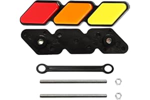 Car Grille Decor Badge, Tri-Color Acrylic Front Grille Emblem (Red Orange Yellow) for Mesh/Slotted Grilles, Replacement for T