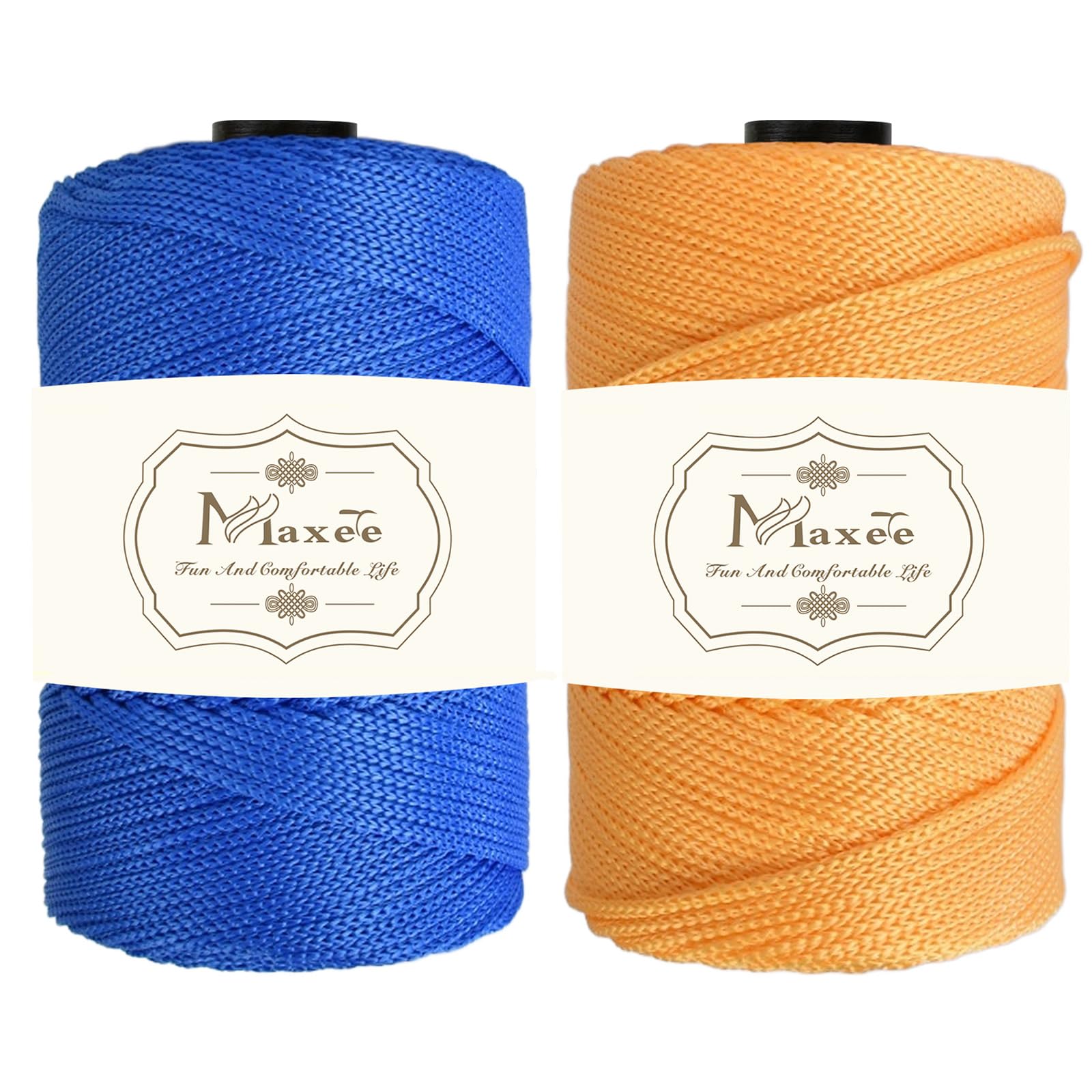 Photo 1 of Maxee Premium Polyester Macrame Cord 3 mm × 218 yd (2 Pack),3mm 100% Polypropylene Macrame Cord,Ideal for Crochet, Wall Hangers, Bags, Rugs & DIY Crafts
