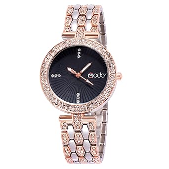 Bling It on Dual Color Analogue Black Dial Studded Chain Women's Wrist Watch