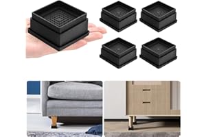 shouwuhho 4 Pack Furniture Risers 1 Inch, Adjustable Bed Risers Heavy Duty, Square Stackable Bed Risers 1" 2" or 3" for Desk Leg Table Couch Sofa Chair Bed Frame Legs Dorm, Black