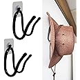 2 Pack Adhesive Hat Hooks Hat Rack Hat Holder Hat Organizer Wall Mount Display storage Hangers - No drilling - Strong Hold Hat Hangers for cowboy hats or probably any other type for that matter!