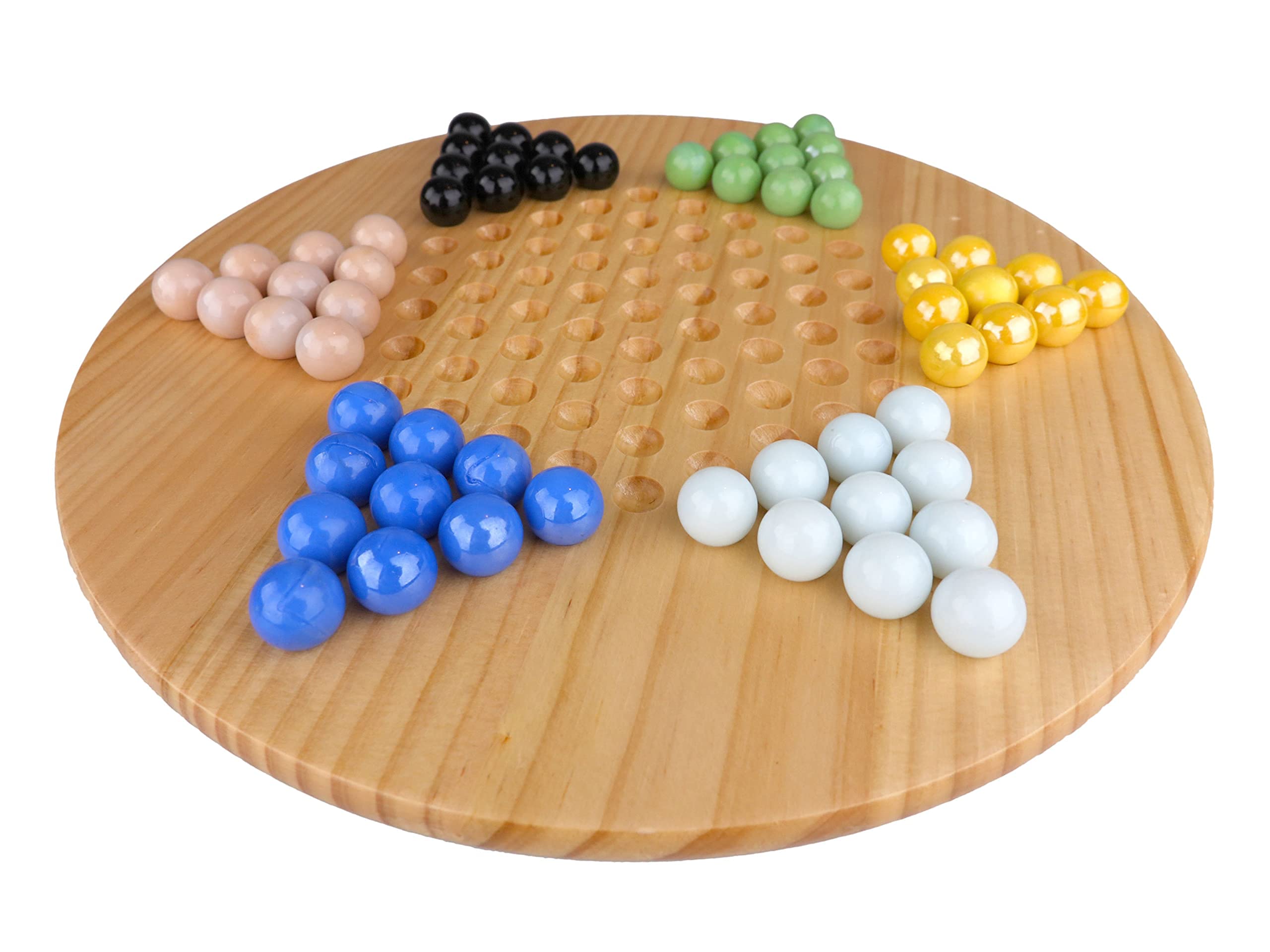 Regal Games Chinese Checkers Board Game with 60 Glass Marbles and 11.5” Board - Wooden Family Fun Game Set