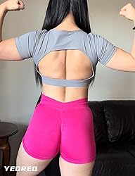 YEOREO Workout Scrunch Shorts Women V Back Gym Butt