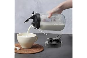 3.4 Inch Wide Mouth Mason Jar Lids with Airtight Silicone Seal, Handle & Pour Spout - Fits 16, 24, 32, 64 oz Jars - Flip-Top 