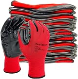 A406 24 Pair Red Nitrile Coated Work Gloves for Builders, Gardening, view 5