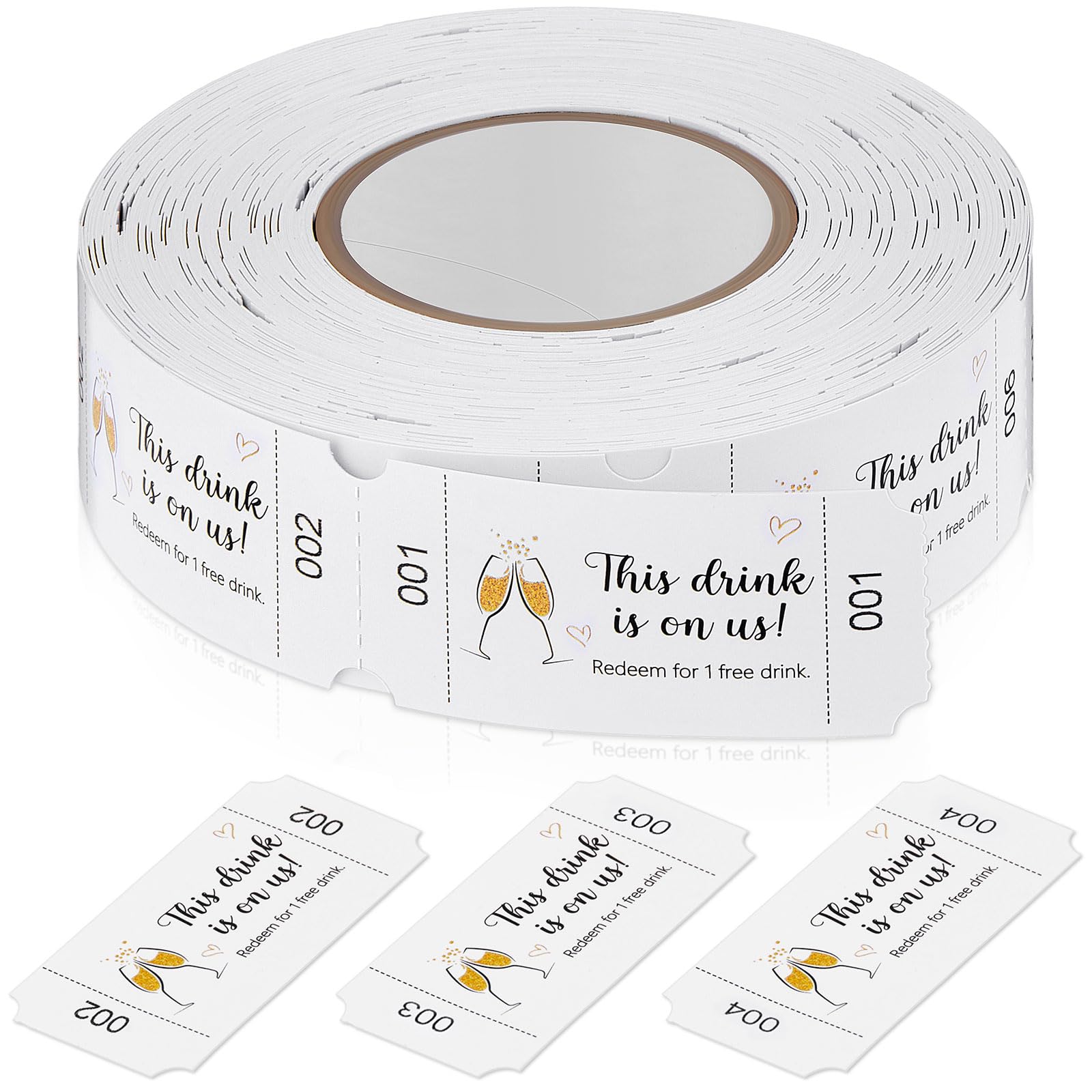 Zonon 500 Pieces Drinks Tokens This Drink is on Us Tickets Wedding Tickets Roll Events Tokens for Weddings Parties for Beverage Party Supplies(Fresh Style)
