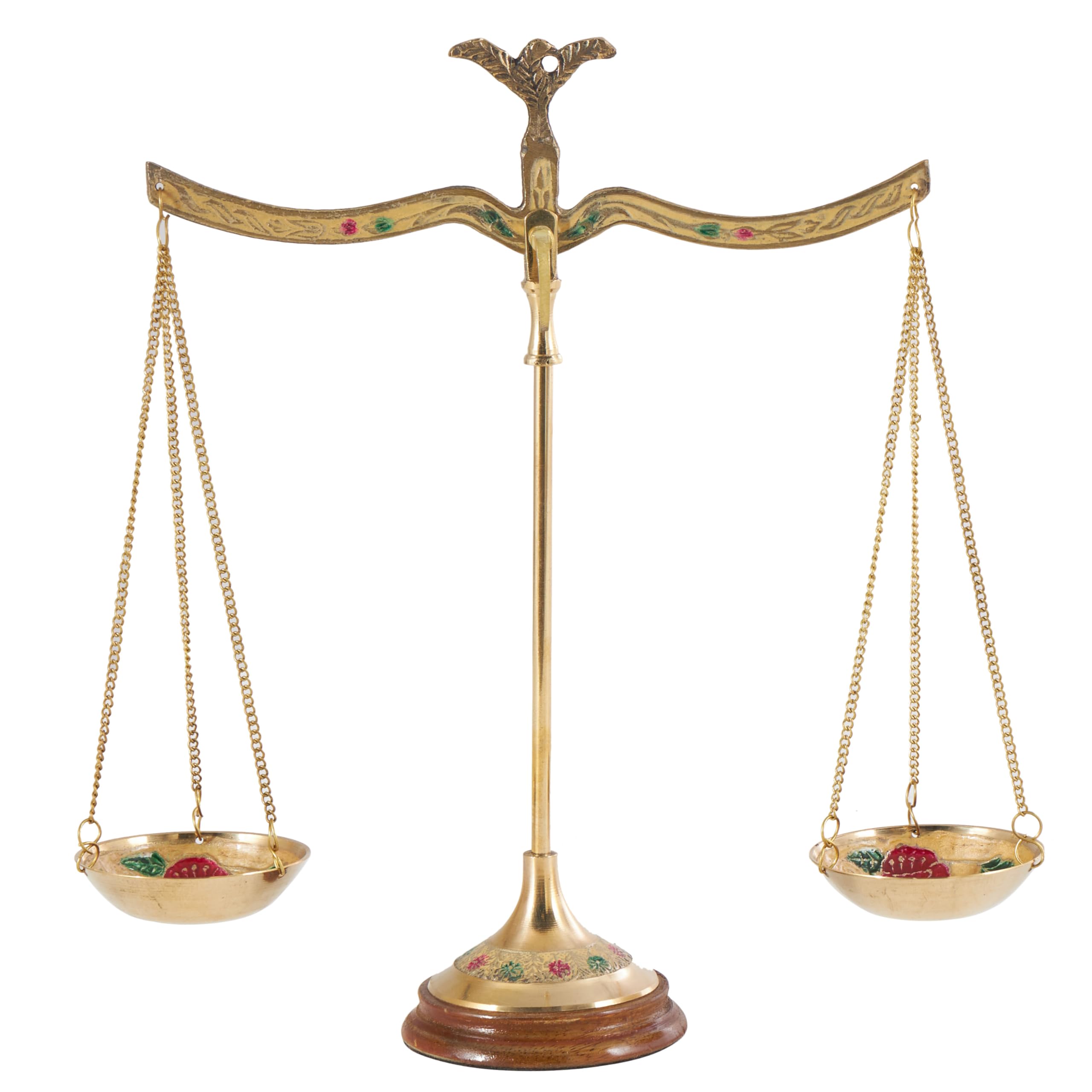 Deco 79 Metal Small Vintage Style Decorative Scales with Red and Green Floral Accents, 12