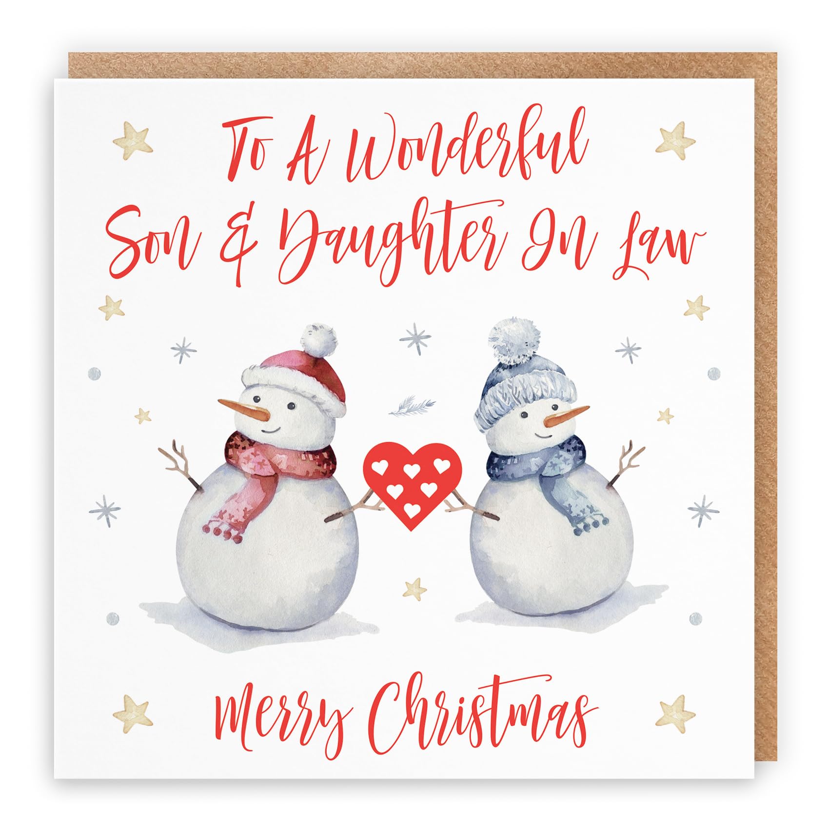 Hunts England - Son And Daughter In Law Christmas Card - To A Wonderful Son & Daughter In Law - Merry Christmas - Snowman Collection - Fun Xmas Card — image 1