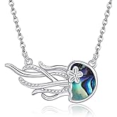 UCADRIT Jellyfish Necklace 925 Sterling Silver Jellyfish Pendant Ocean Necklace Ocean Jewelry Gifts for Women