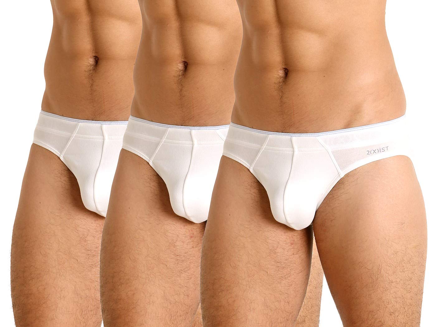 Photo 1 of 2(X)IST Mens Cotton Stretch No Show Brief 3-Pack, Sliq White, Medium
