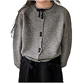SHENHE Girl's Crewneck Cardigan Sweater Button Down Long Sleeve Soft Knit Fall Cardigan