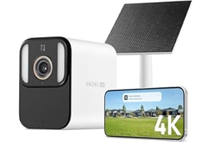 Anona Aurora 4K Security Camera Outdoor Battery Wireless with Solar Powered, AOV, Color Night Vision & 136° FOV, Multi-Object Detection, No Hub Needed, Two-Way Audio, IP67
