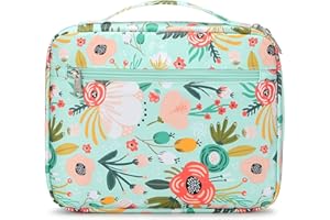 Octsky Bible Covers Bible Case for Women Bible Book Carrying Bag Scripture Case Church Bag Bible Protective with Handle Pockets Zippered Pocket (Green-Floral)