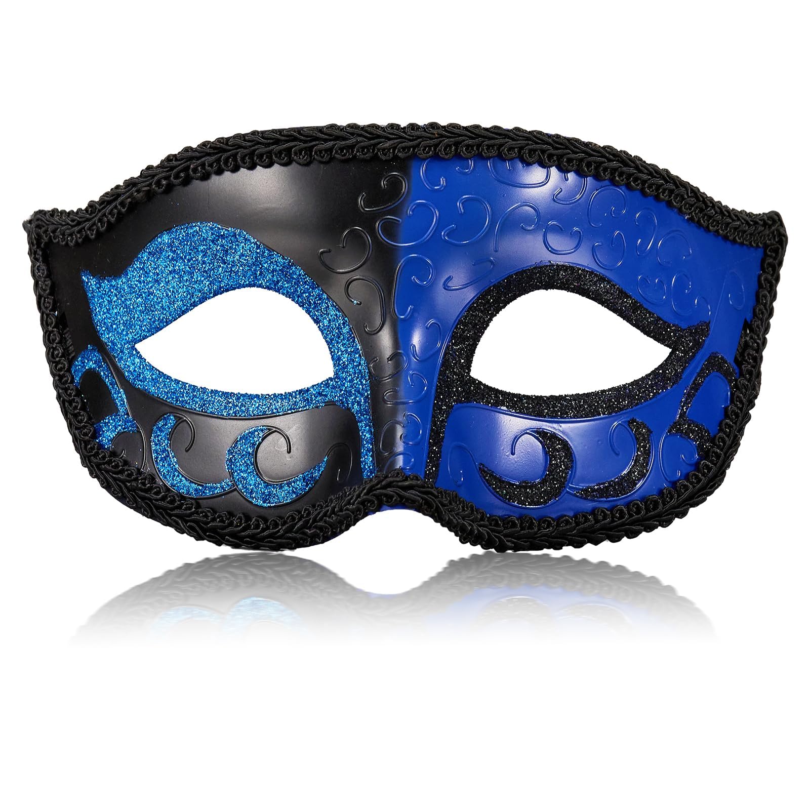 MYSEUNI Masquerade Mask for Men, Blue Retro Venetian Mask for Cosplay, Halloween, Masquerade Ball