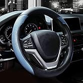 Valleycomfy Steering Wheel Cover with Microfiber Leather for Car Truck SUV 15 inch (Blue)