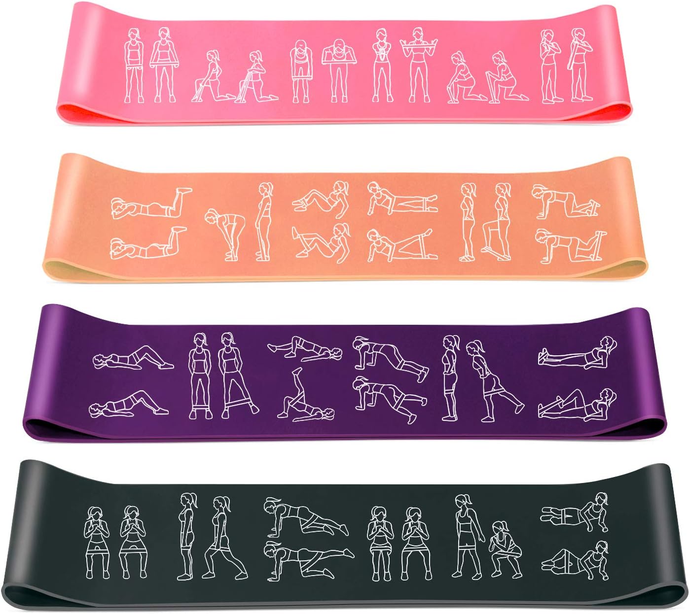 Amonax Resistance Bands Set for Women and Men Exercise Fitness Home Gym Bands for Legs and Glutes and Arms. Yoga