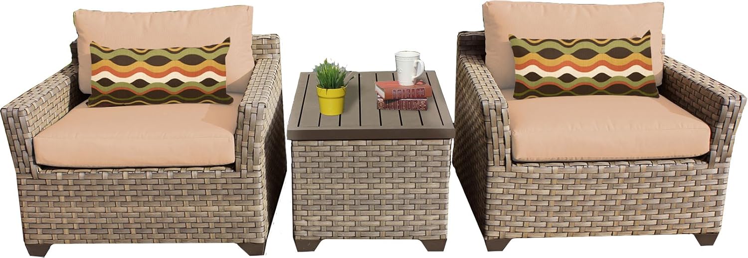 Amazon Com Tk Classics 3 Piece Monterey Outdoor Wicker Patio Furniture Set Wheat Garden Outdoor