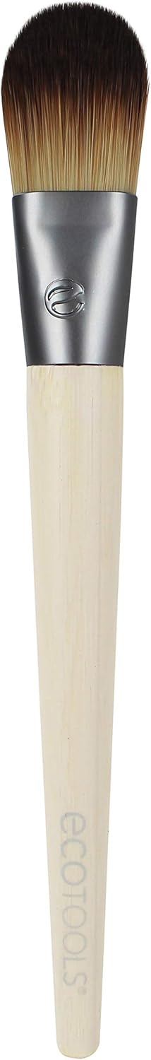 EcoTools Flat Foundation Brush Made with Recycled and Sustainable Materials Cruelty Free Synthetic Taklon Bristles Aluminum Ferrule Recycled Packaging: Beauty