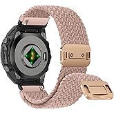 RosMank 20mm Quickfit Braided Watch Band Compatible with Garmin Fenix 8 AMOLED 43mm/7S Pro/7S/6S Pro/6S/5S/5S Plus, Nylon Woven Replacement Strap for Approach S70 42mm/Instinct E 40mm/Descent Mk3s
