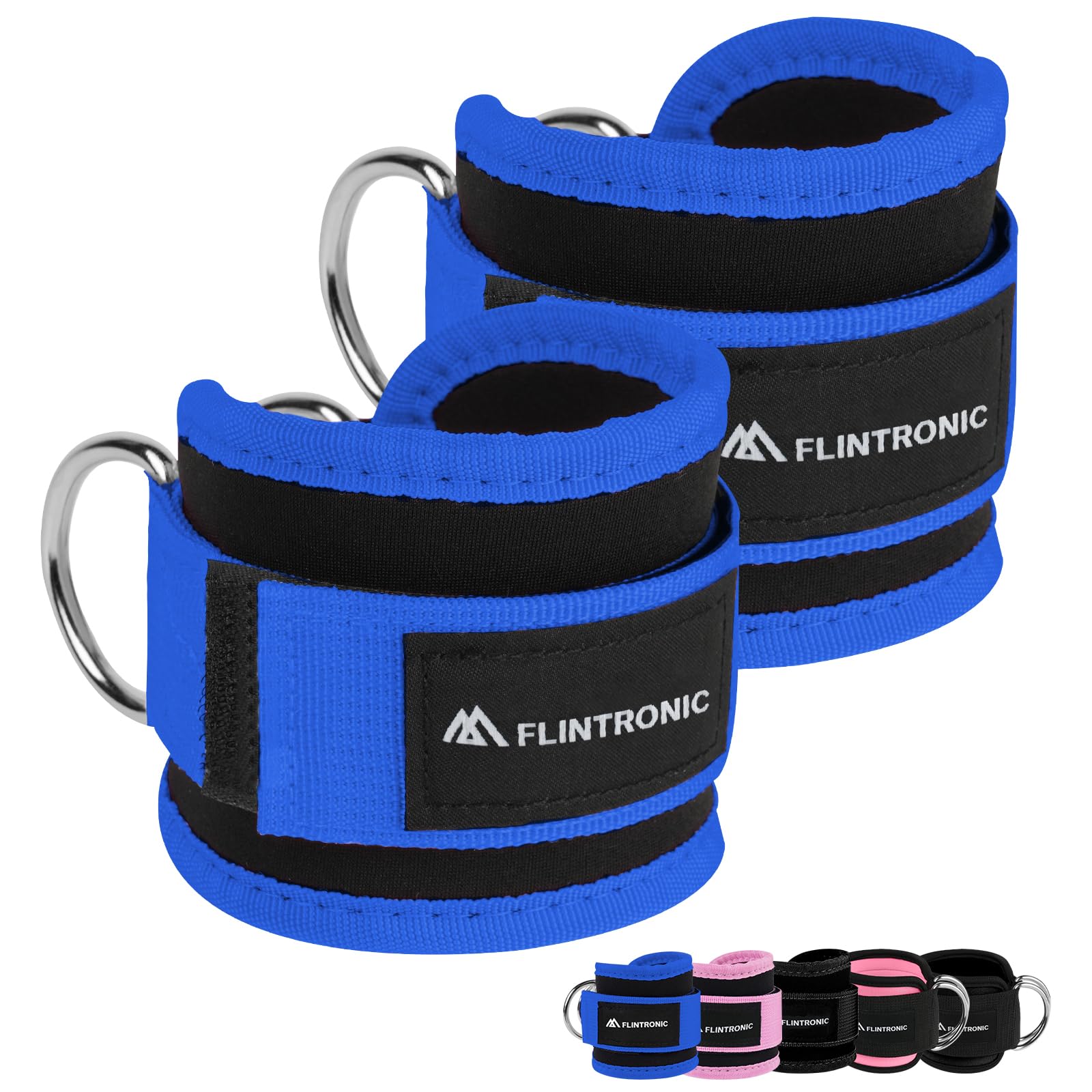 Flintronic Ankle Straps for Cable Machine, Gym Cuffs with Double Stainless Steel D-Ring, Gym Ankle Cuff with Adjustable Neoprene, Muscle Shaping for Men and Women
