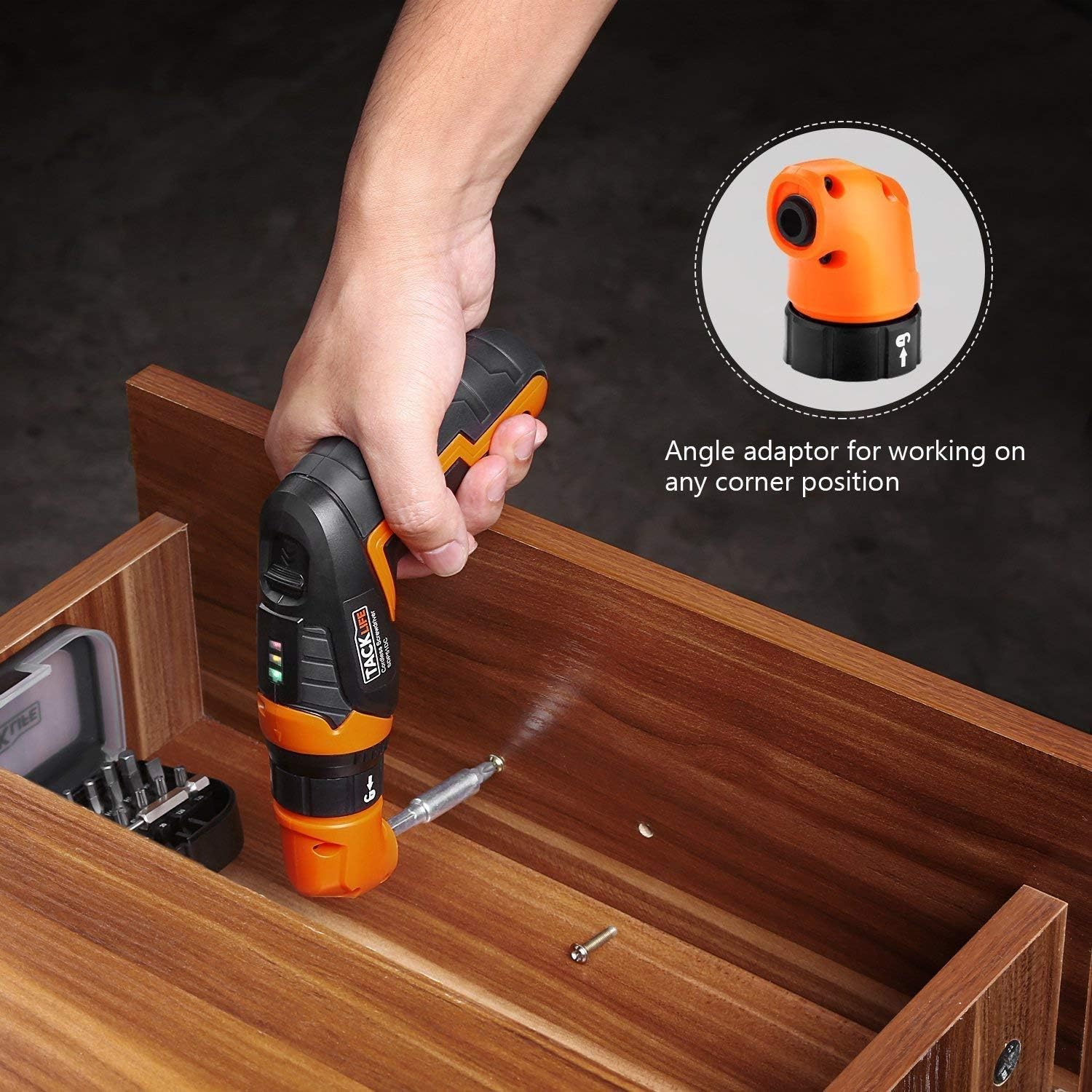 TACKLIFE SDP51DC Electric Screwdriver, 3.6V MAX 2.0Ah Li-ion Cordless Screwdriver Rechargeable, 4N.m, 33pcs Accessories, USB Fast Charging, With LED, for Mounting Furniture, Shelves, Mini-blind etc.: Home Improvement