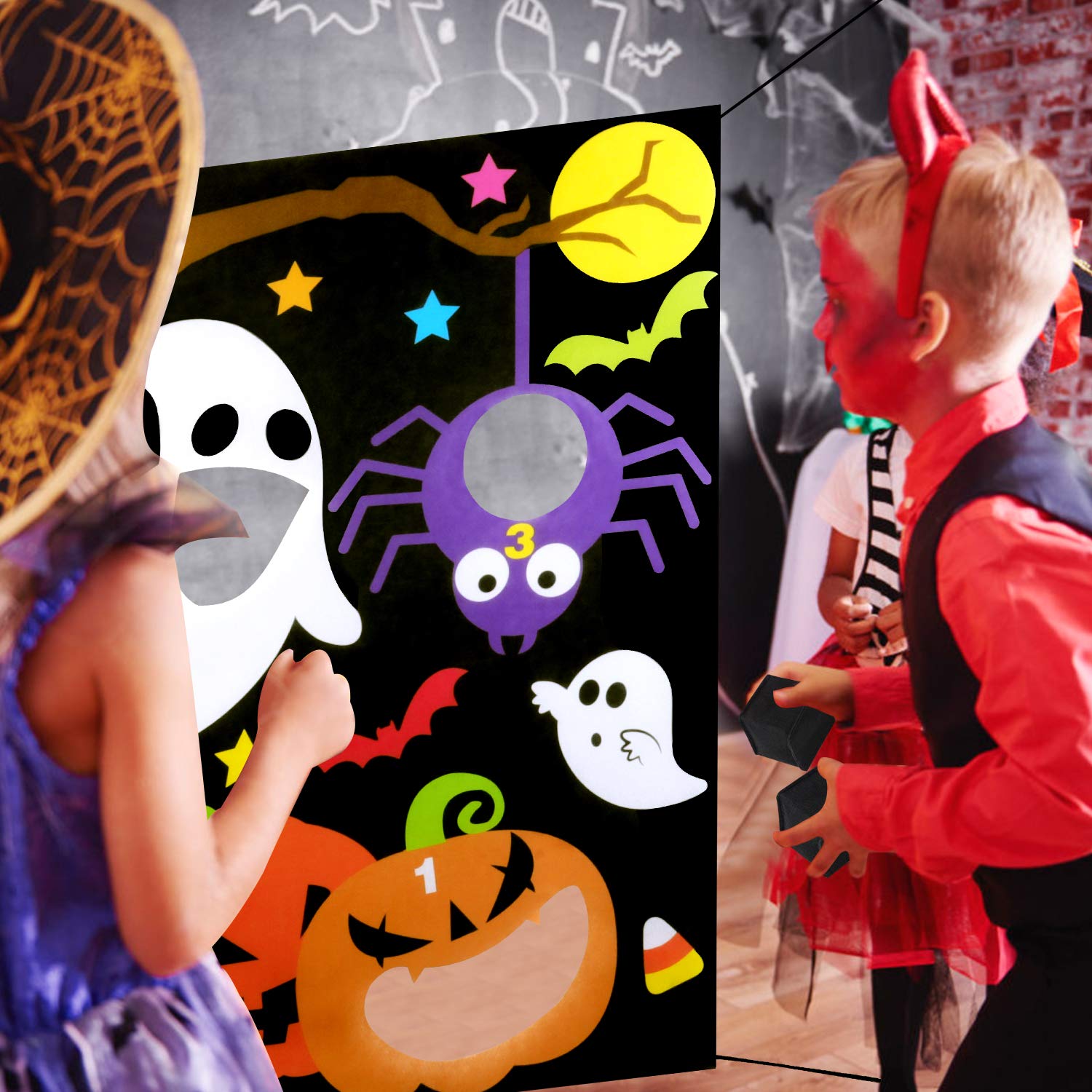 Legendog Halloween-Wurfspiel-Set, Mehrzweck-Halloween-Spieltür-Banner mit Wurfbällen