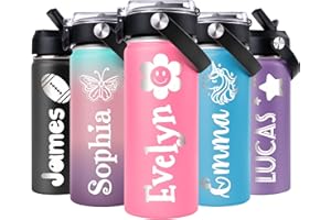 Personalized Water Bottles for Kids, Custom 18 oz Water Bottle for School with Engraved Name, Stainless Steel Tumbler for Kid
