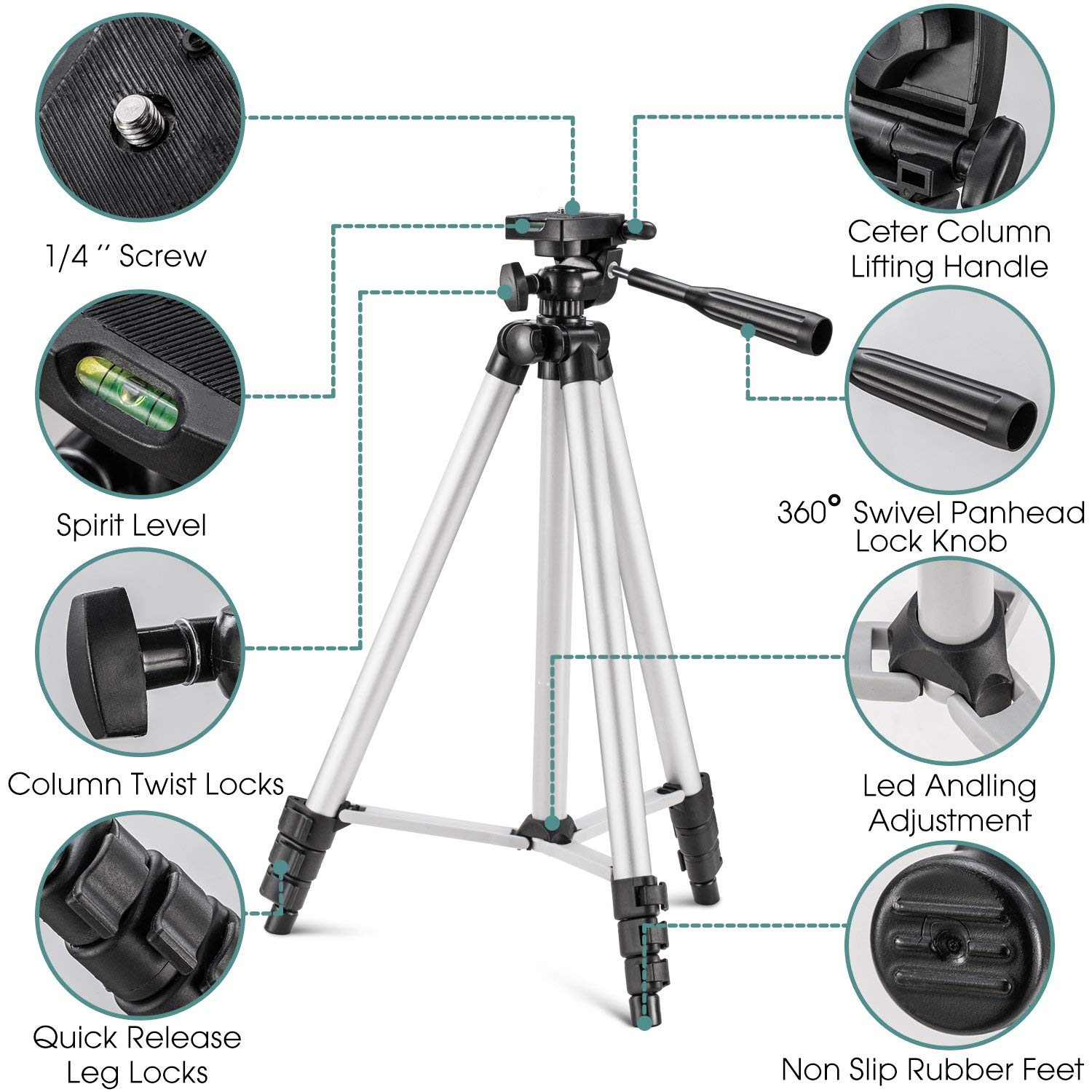 Phone Tripod Eocean 50 Inch Tripod For Cellphone Tripod Gopro