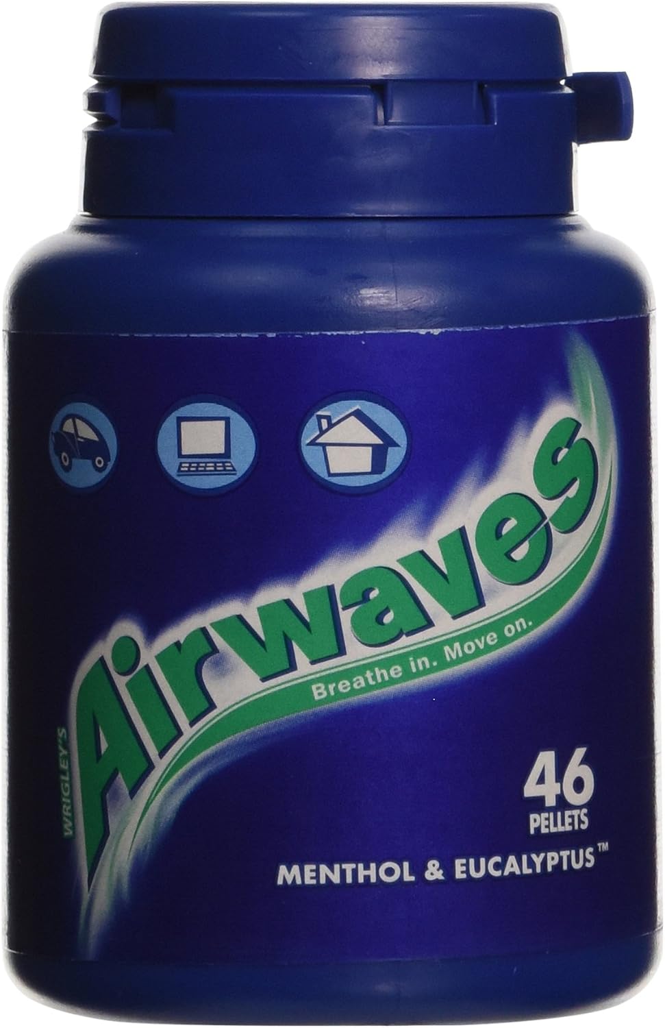 Wrigley's Airwaves Menthol & Eucalyptus Chewing Gum 46 Pieces (Pack of 6), Green, 46 count (Pack of 6)