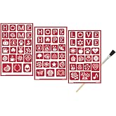 Reusable Glass Etching Stencils - Etch Stencil Set with Hope, Love, Home Theme with Assorted Designs - Includes Brush, Total 4 Items