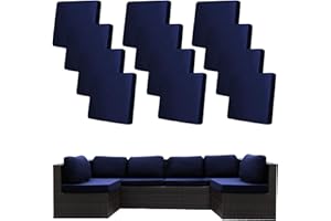 BIETYONE 12Pcs Stretch Patio Cushion Covers Outdoor Cushion Covers,for Outdoor Couch Cushion Covers Replacement,Outdoor Sofa Covers Patio Slipcovers Couch Cover,Washable Furniture Cover (Navy Blue,Cover Only)