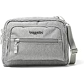 Baggallini Triple Zip Small Crossbody Bag for Women - 8x6 Lightweight Convertible Fanny Pack Belt Bag