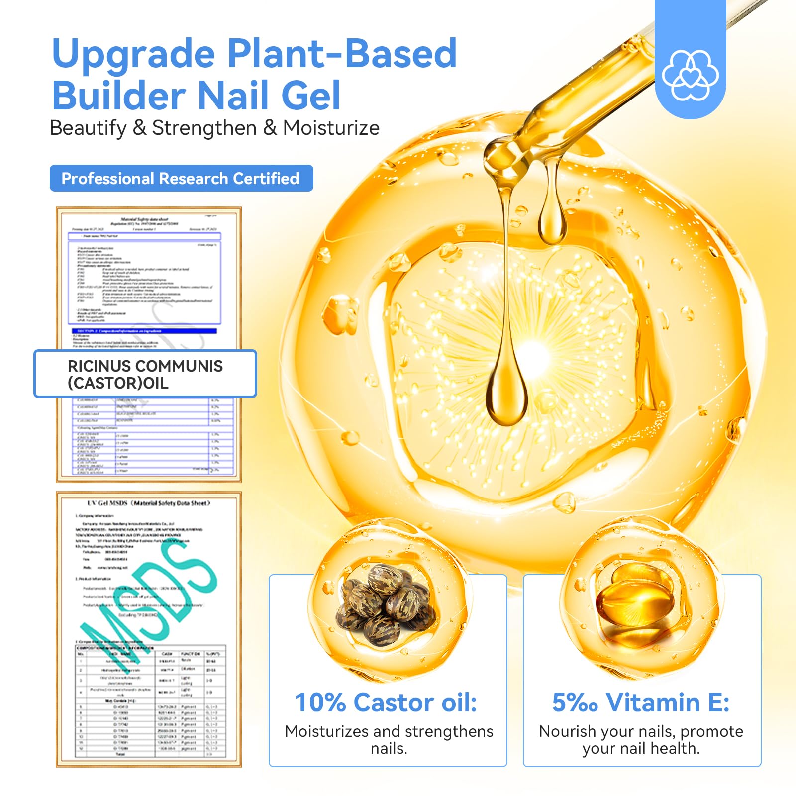 SAVILAND Clear Builder Nail Gel Kit in a Bottle: 3 Pcs 15ml Vitamin E Ingredient Builder Nail Gel Base & Top Gels with Castor Oil Hard Gels for Nails Strengthener Extension Repair Nail Art Home Salon - Image 2