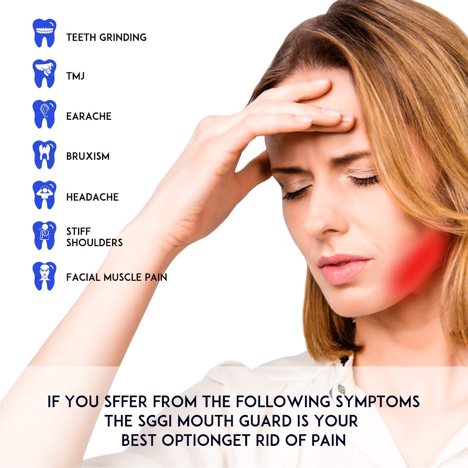 SGGI Mouthguard Teeth Grinding Mouth Guard Customizable and Trimmable Medical Grade Mouth guard for Grinding Teeth Clenching Bruxism Whitening Tray Sport Athletic Sleep Nightguard 2-Size 6 Pieces : Beauty