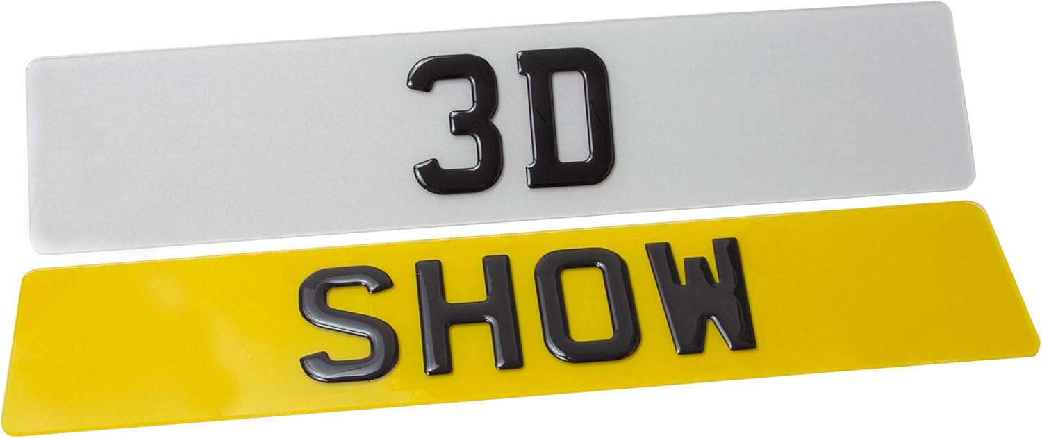PAIR Of 3D Gel SHOW PLATES Novelty Reg UK Number Plates Domed Gloss