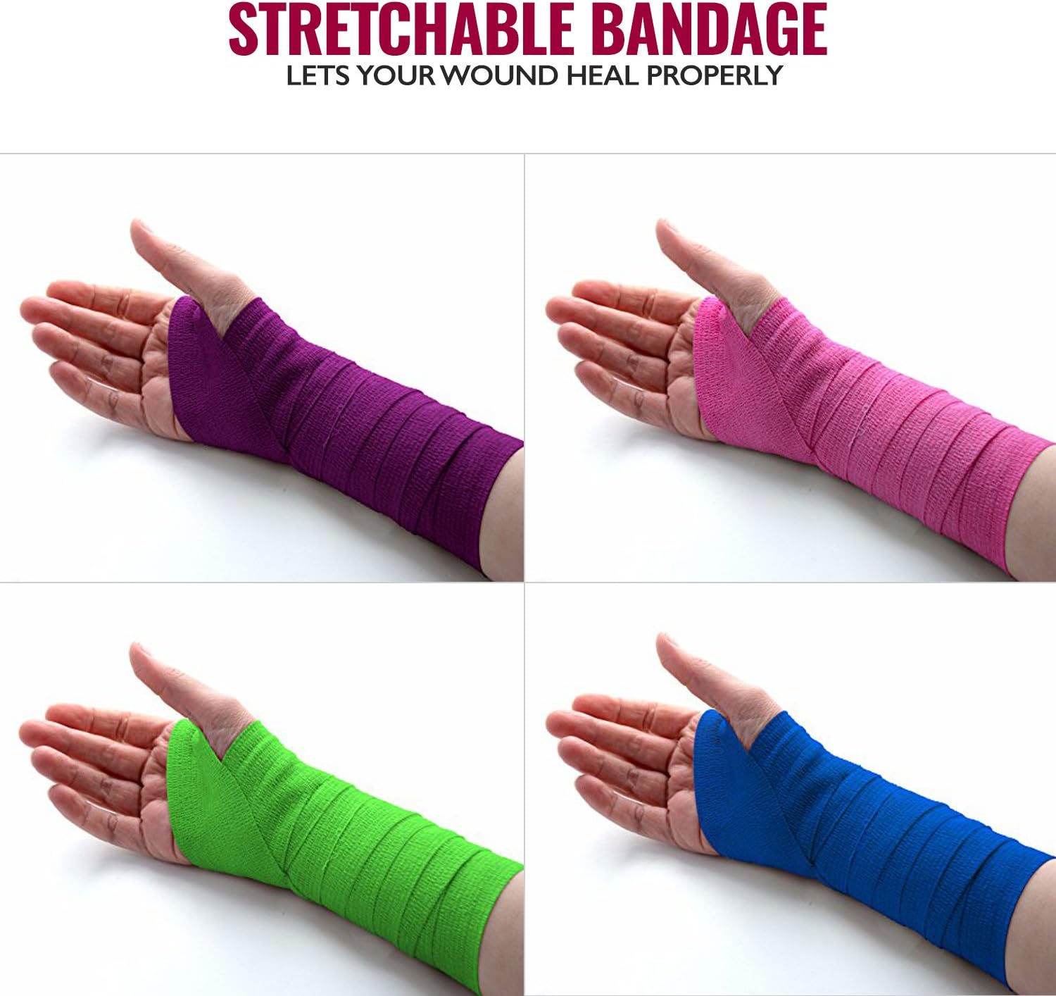 Self Adherent Wrap, Bulk Pack of 12, Athletic Tape Rolls and Sports Wraps - Image 5