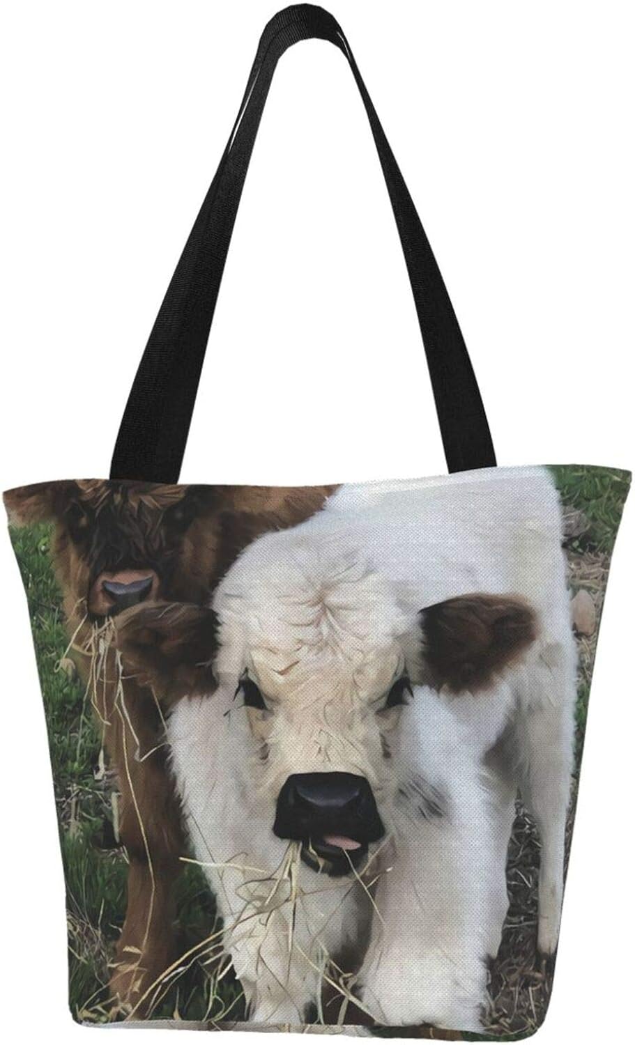 Highland Cattle Cow Calf Handbag Women's Fashion Shopping Bag Reusable