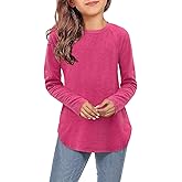 storeofbaby Girls Casual Long Sleeve Shirts Round Neck Tops Loose Fit Tunic Blouses