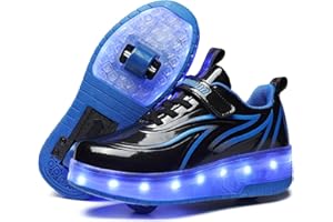JIAN DIAN Kids Light Up Shoes with Wheels USB Chargable Colorful Light Up Roller Skate Shoes