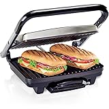 Hamilton Beach Panini Press, Sandwich Maker & Electric Indoor Grill, Upright Storage, Nonstick Easy Clean Grids, Stainless St