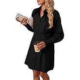 OUKODS Womens Button Down Shirt Dresses Cotton Button Up Tunics Long Sleeve Solid High Low Blouse Waist Up Dress