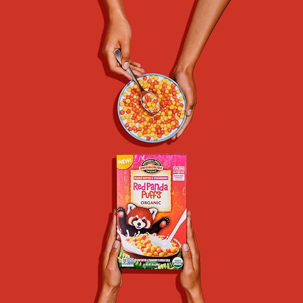 ENVIROKIDZ ORGANIC RED PANDA PUFFS CEREAL, 10 OZ (PACK OF 1), PEANUT BUTTER & STRAWBERRY, GLUTEN FREE, NON-GMO, BY NATURE’S PATH