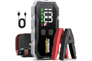 YUSMAN Car Jump Starter, 4000A 12V Jump Starter Battery Pack (8.0 Gas/6.0L Diesel), Safe Car Jumper Box with Display, Car Jump Starter with Extended Smart Jumper Cables, Quick Charge 3.0, LED Light