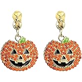 Shining Halloween Ghost Pumpkin Rhinestone Beaded Earrings for Women Jewelry