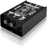 Pyle Premium Direct Injection Audio Box - 2.36" x 4.09" Passive DI Unit Hum Eliminator w/ Input Attenuator to Connect Guitar 