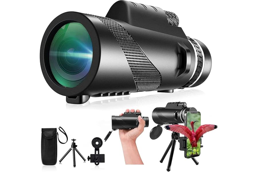 Monocular-Telescope 80x100 High Powered Monoculars High Definition for Adults High Powered with Smartphone Adapter Telescope Wildlife Bird Watching Travel Camping Hiking-Black