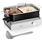 AUTUCU Dual-Pot Slow Cooker, 10-QT (2 &times; 5-QT), Cook 2 Dishes at Once | PFOA-Free nonstick pot, oven-safe to 450&deg;F, Keep Warm, silicone spoon included.