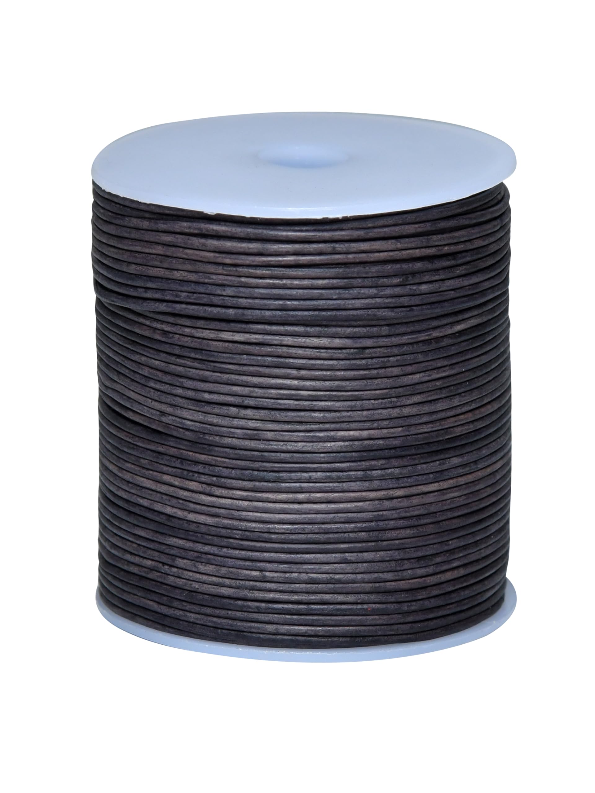Cords Essentials Round Genuine Leather String Cord, Rope for Jewelry Making, Necklaces, Bracelets, Kumihimo Braiding, Wraps, Crafts and Hobby Projects (Distressed Gray, 1.5 MM)